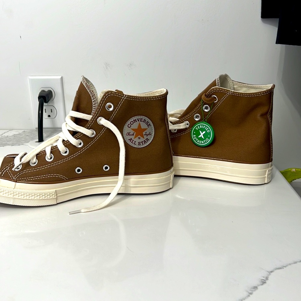 Carhart converse, brown, with Carhart logo on converse tag. Brand New!